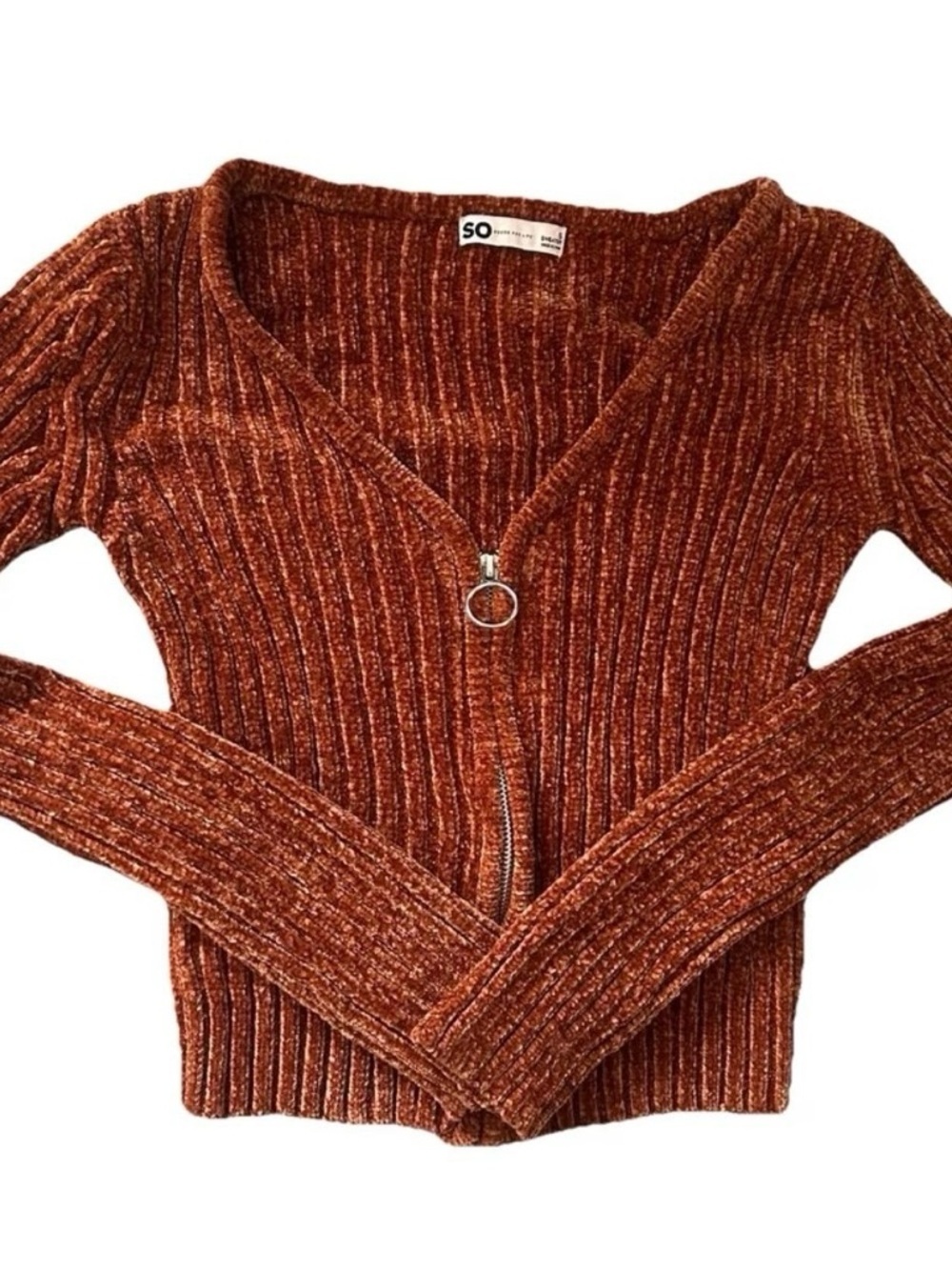 Women’s SO Orange Zip Up Sweater Size Small - Picture 1 of 3